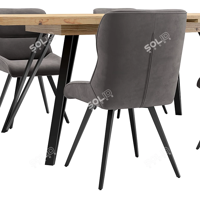 Modern Dining Chair and Table 3D model image 4