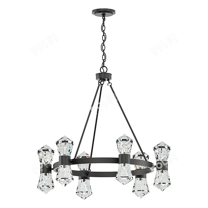 Matte Black 12-Light Chandelier 3D model image 1