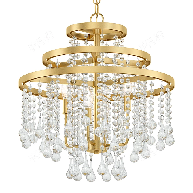 Elegant Luna Warm Brass Chandelier 3D model image 1