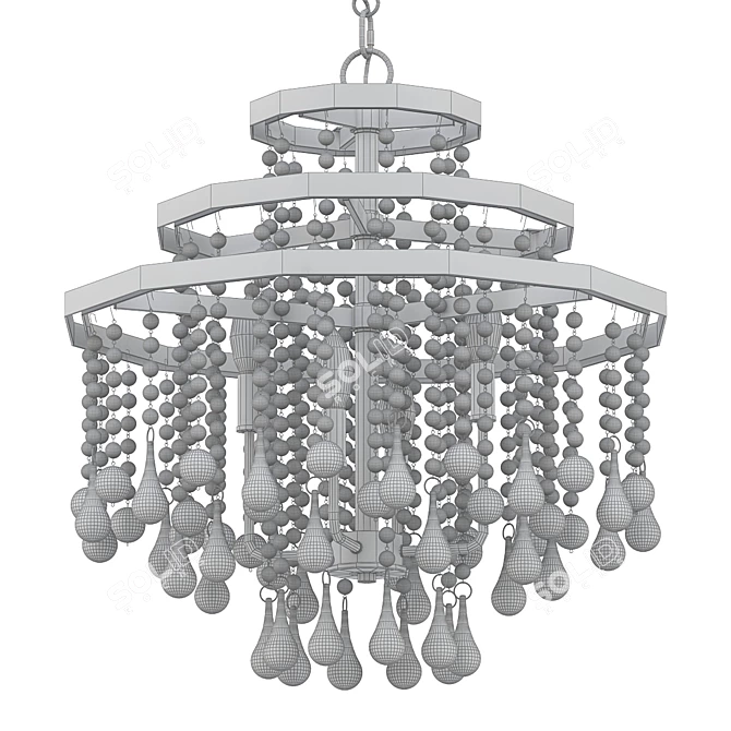 Elegant Luna Warm Brass Chandelier 3D model image 2