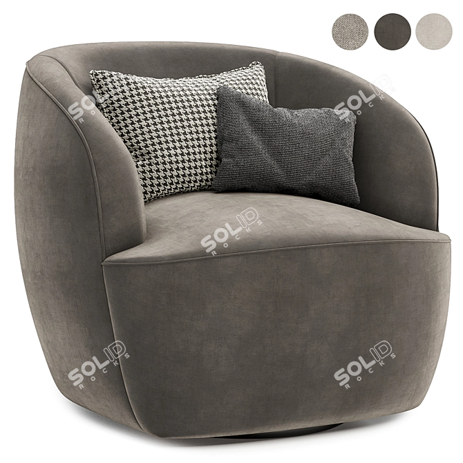Luxurious Ivory Boucle Accent Chair 3D model image 2