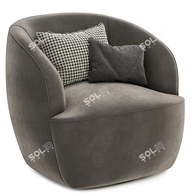 Luxurious Ivory Boucle Accent Chair 3D model image 6