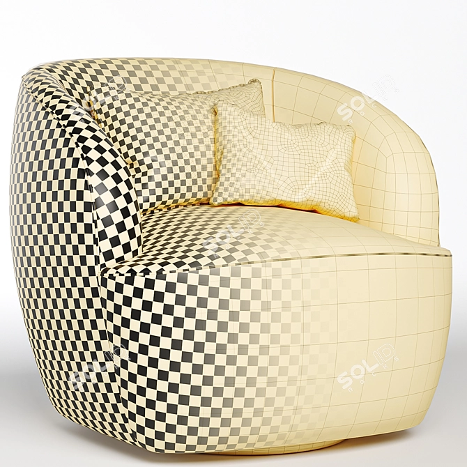 Luxurious Ivory Boucle Accent Chair 3D model image 7