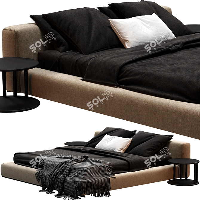 Flexform Groundpiece Bed Frame 3D model image 2