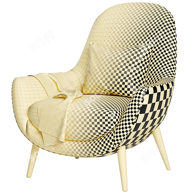 Elegant High Back Armchair: Poltrone Mad Queen 3D model image 5