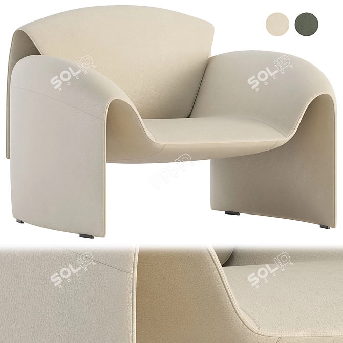 Elegant Le Club Armchair Design 3D model image 1