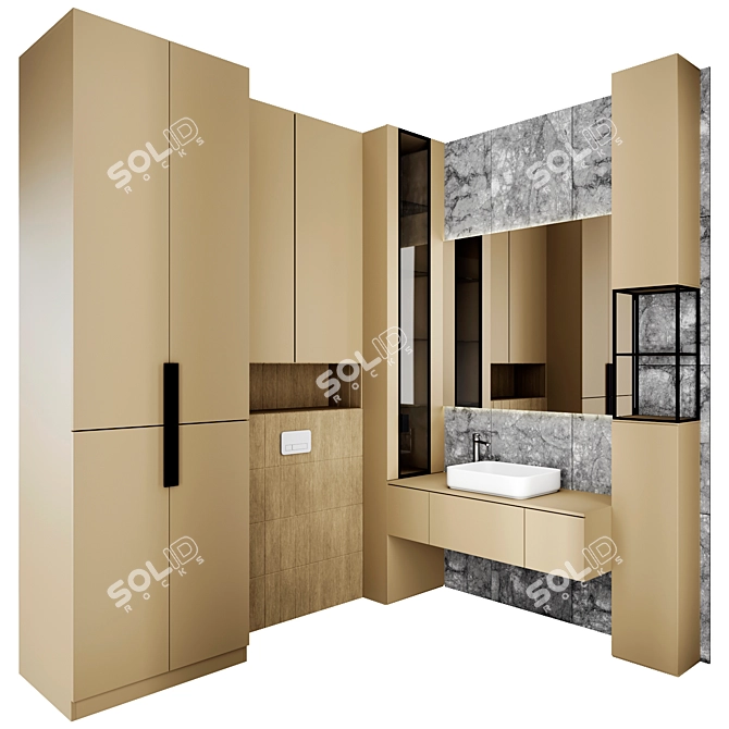 Corner Bathroom Furniture Set - N29 3D model image 1