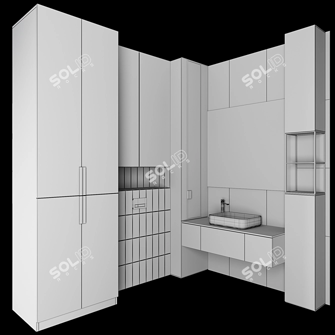 Corner Bathroom Furniture Set - N29 3D model image 4