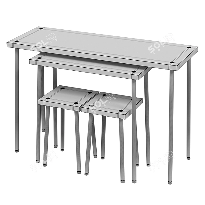 IKEA FRIDNÄS Modular Table Stools 3D model image 6