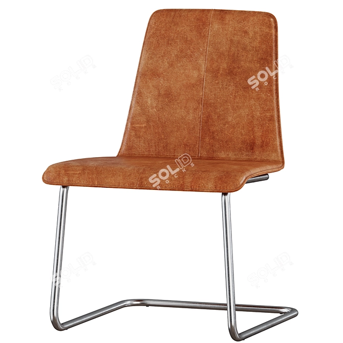 Stylish Pony Leather Chair 3D model image 3