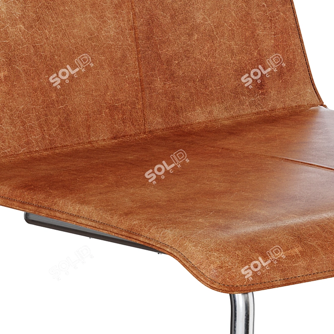 Stylish Pony Leather Chair 3D model image 4