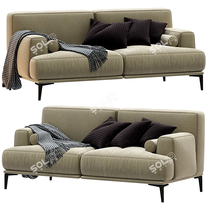 Stylish Abisko 2-Seater Sofa 3D model image 1
