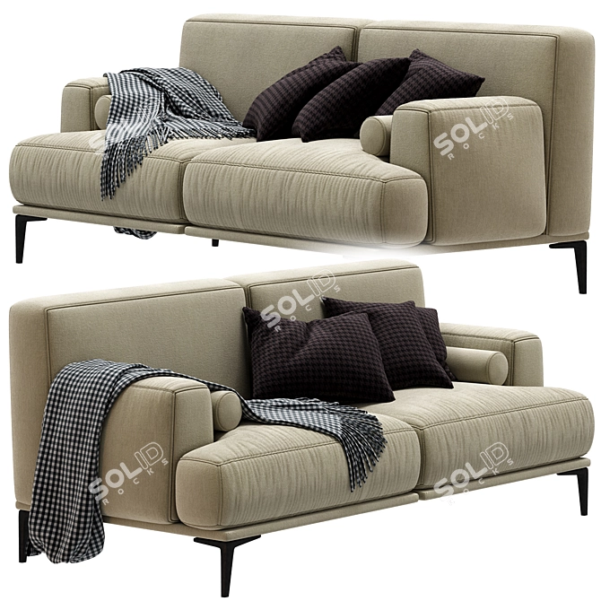 Stylish Abisko 2-Seater Sofa 3D model image 2