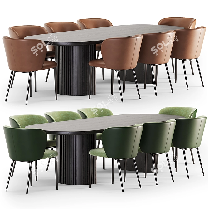 Elegant Dining Set with Textures 3D model image 1