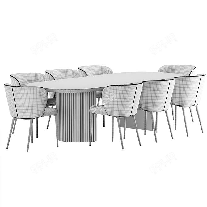 Elegant Dining Set with Textures 3D model image 2