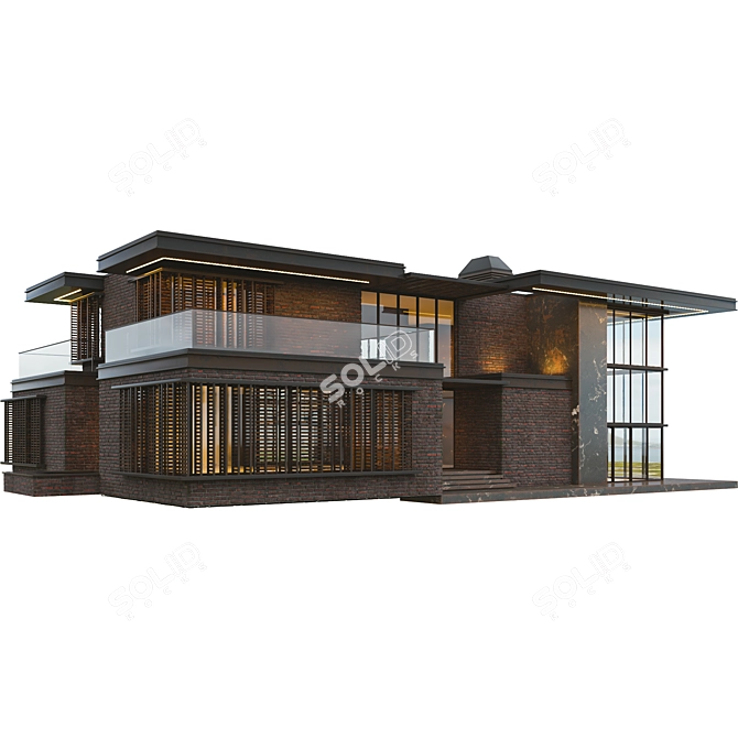 Modern Brick Villa VRAY CORONA 3D model image 14