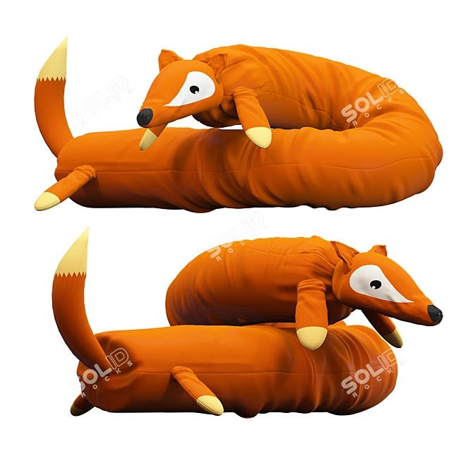 Cozy Long Fox Pillow Plush 3D model image 3