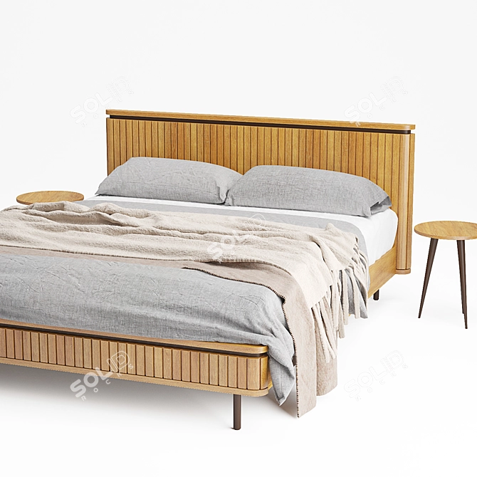 Modern Licia Solid Mango Bed 3D model image 1