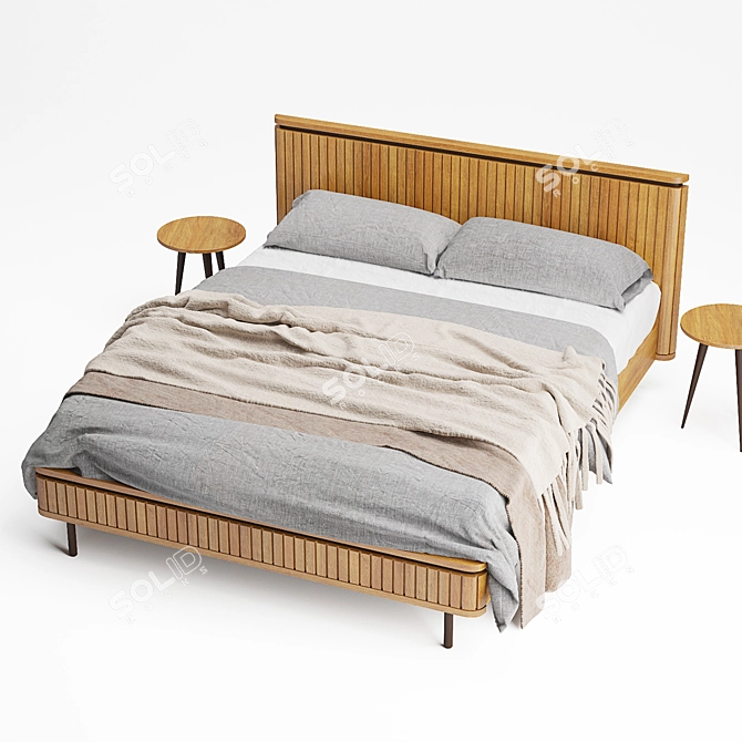 Modern Licia Solid Mango Bed 3D model image 2