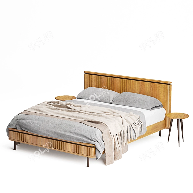 Modern Licia Solid Mango Bed 3D model image 5