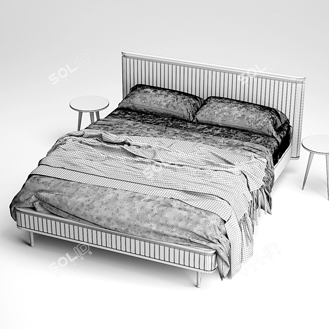 Modern Licia Solid Mango Bed 3D model image 6