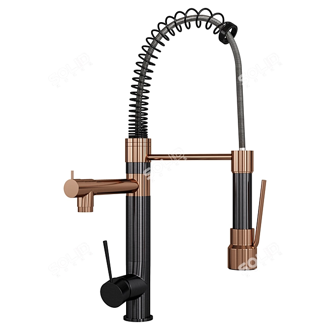 Modern Gold Kitchen Sink Faucet 3D model image 1