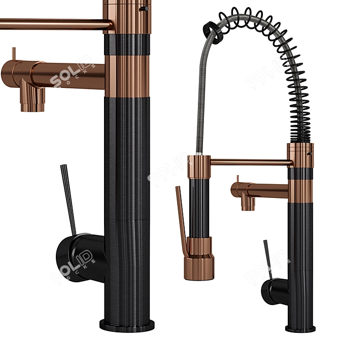 Modern Gold Kitchen Sink Faucet 3D model image 2