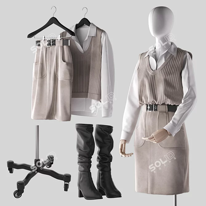 Retail Display Mannequin Stand 3D model image 1