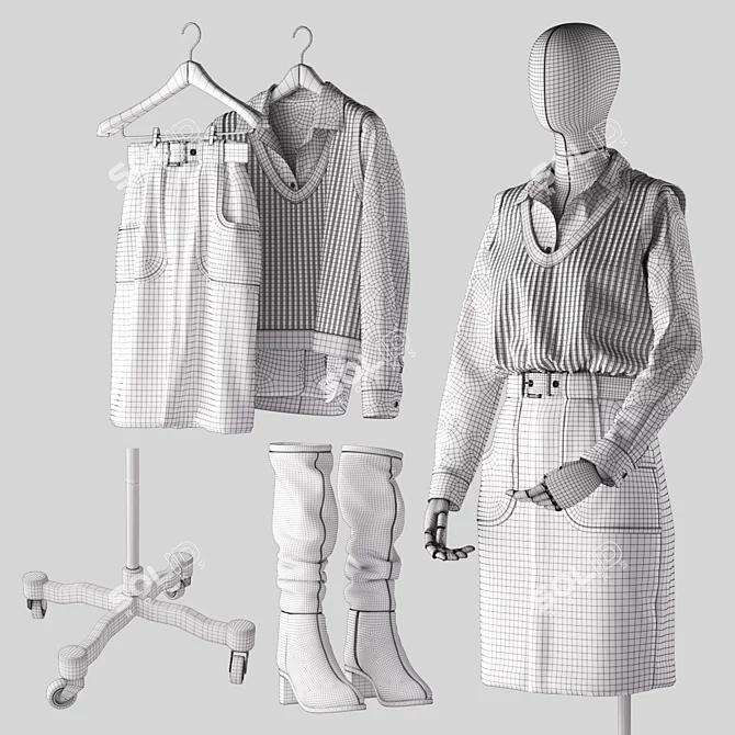 Retail Display Mannequin Stand 3D model image 3