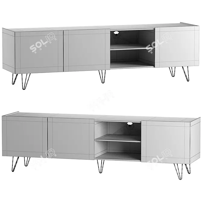 Leman-2 TV Stand, Marble Finish 3D model image 2