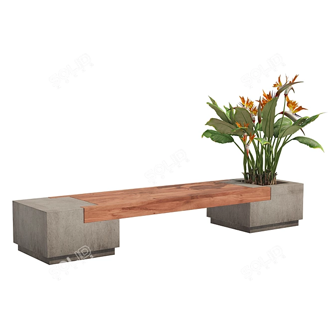 Landscape Bench with Bird Paradise 3D model image 4