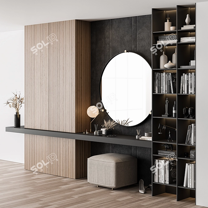 Black Wood Entryway Console Table 3D model image 1