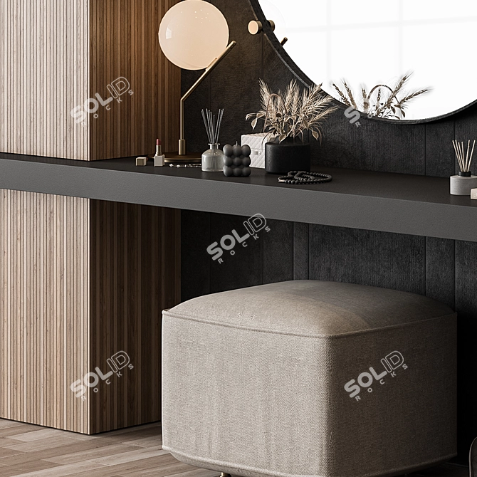 Black Wood Entryway Console Table 3D model image 2