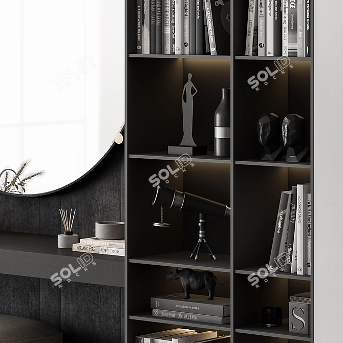 Black Wood Entryway Console Table 3D model image 3