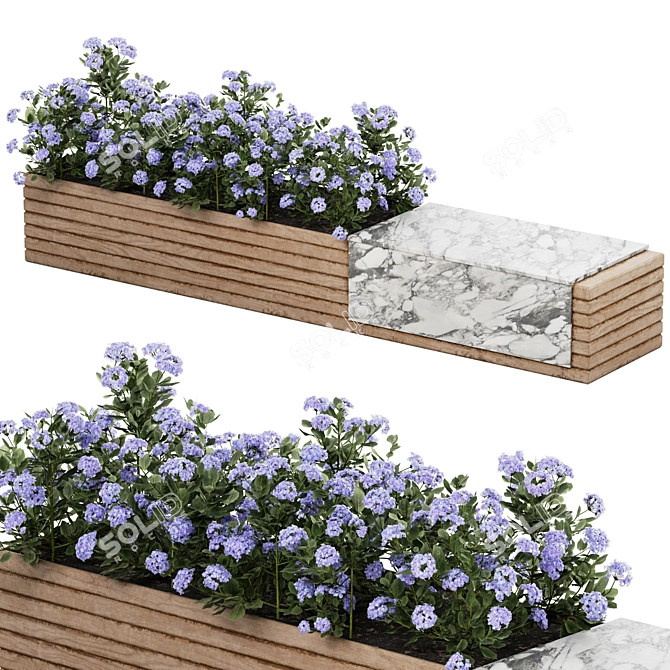 Modern Urban Bench Set 01 3D model image 1