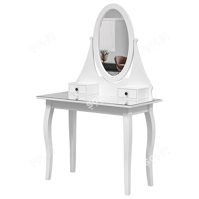 IKEA HEMNES Vanity Table with Mirror 3D model image 2