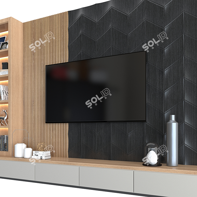 Sleek TV Wall Mount Stand 3D model image 3