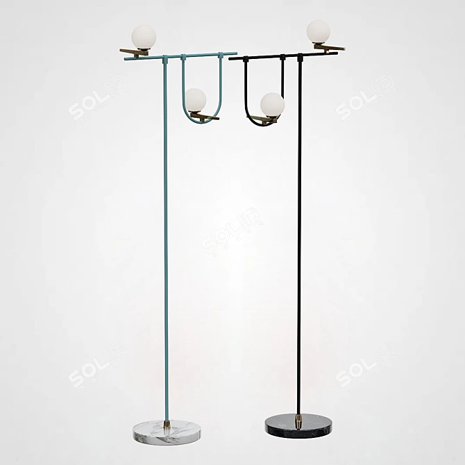 BIRDS Floor Lamp Blue 3D model image 3