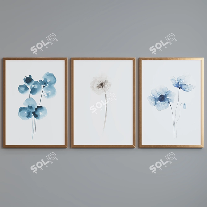 Modern Plant Abstract Picture Frame Set 3D model image 2