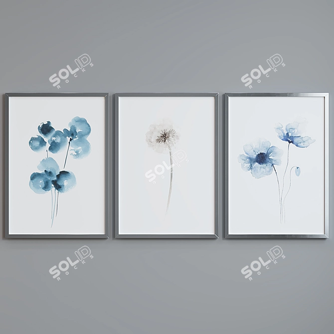 Modern Plant Abstract Picture Frame Set 3D model image 3