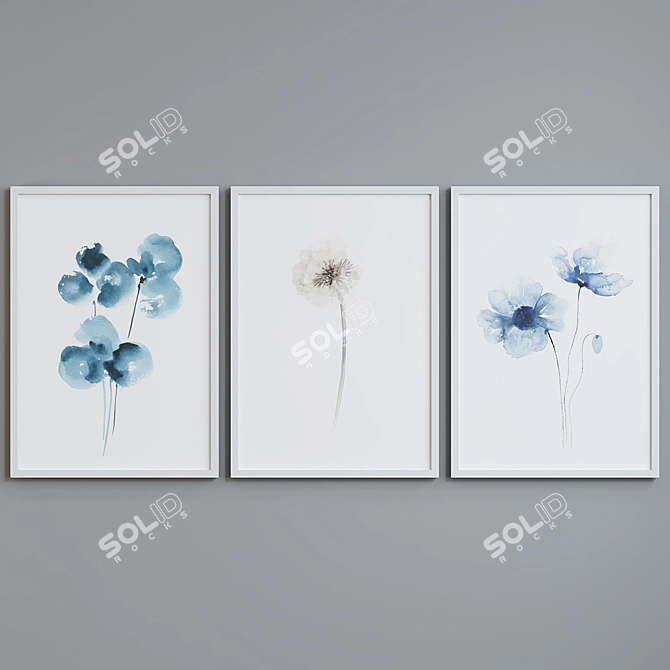 Modern Plant Abstract Picture Frame Set 3D model image 4