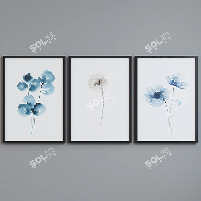 Modern Plant Abstract Picture Frame Set 3D model image 5