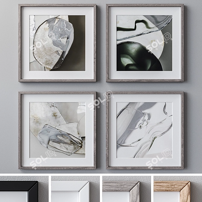 Modern Wall Art Set with 4 Frame Colors 3D model image 1