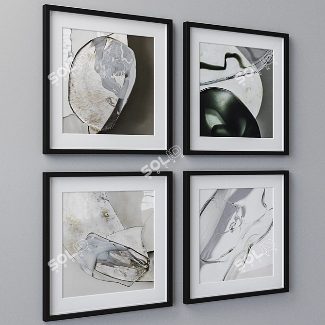 Modern Wall Art Set with 4 Frame Colors 3D model image 2