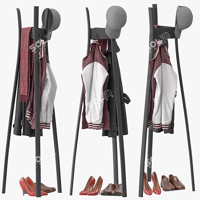 Modern Aki Coat Rack Stand 3D model image 1