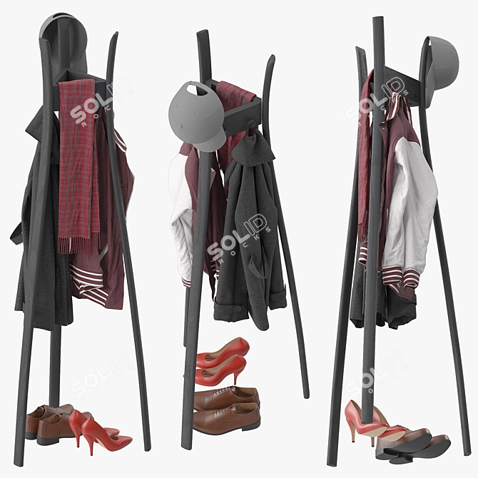 Modern Aki Coat Rack Stand 3D model image 2