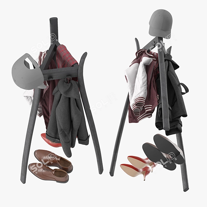 Modern Aki Coat Rack Stand 3D model image 4