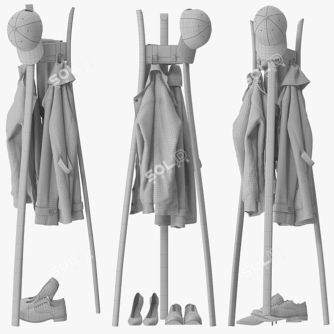 Modern Aki Coat Rack Stand 3D model image 5