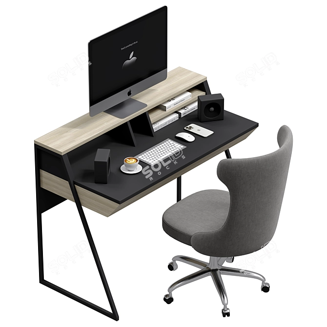 Modern Space-Saving Office Desk 3D model image 1