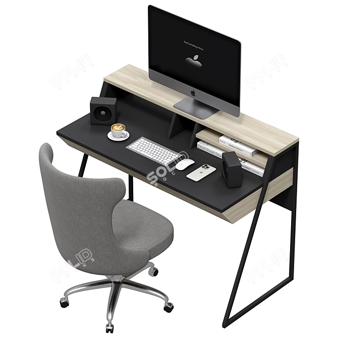 Modern Space-Saving Office Desk 3D model image 2